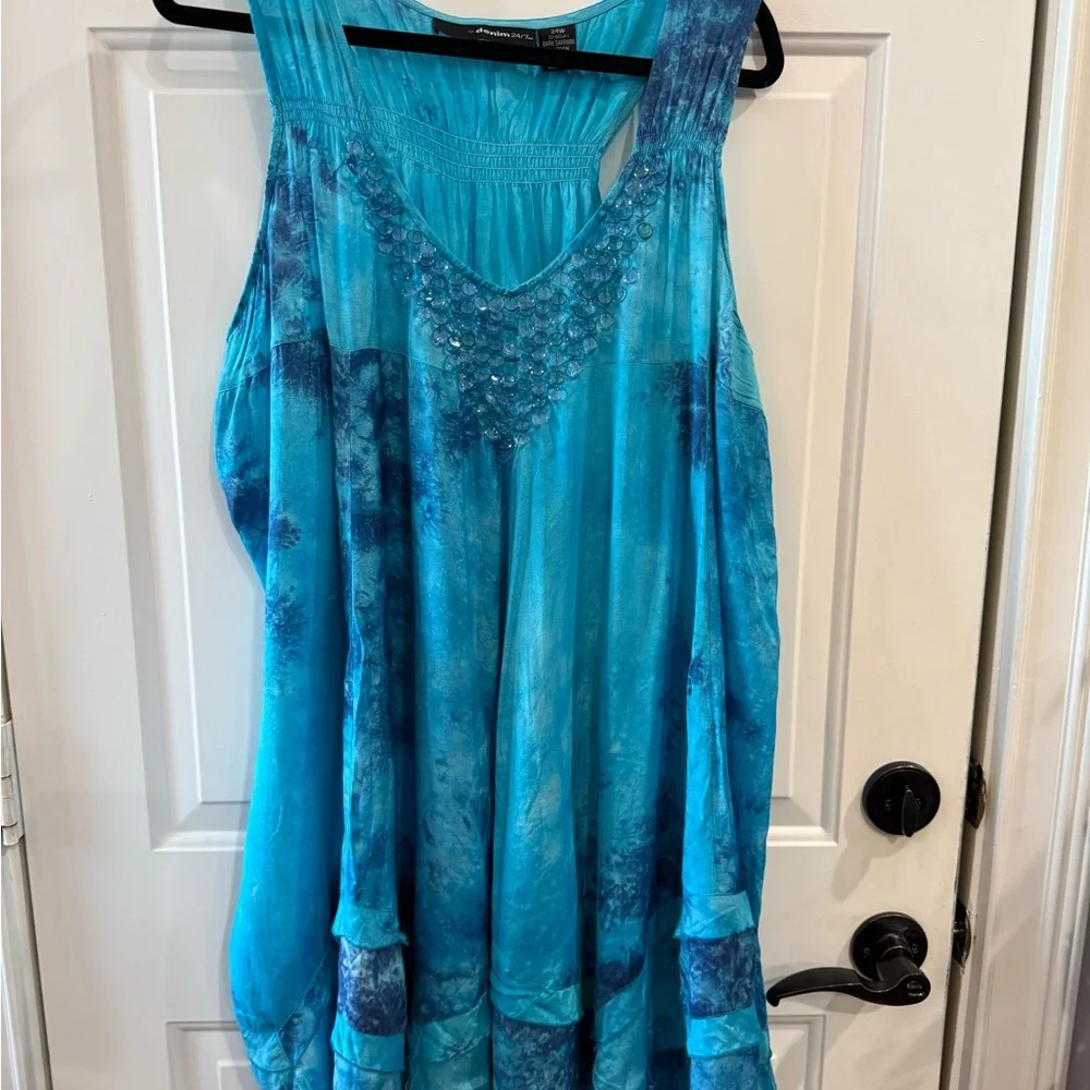 Denim 24/7 Turquoise Sleeveless Top - Picture 1 of 6